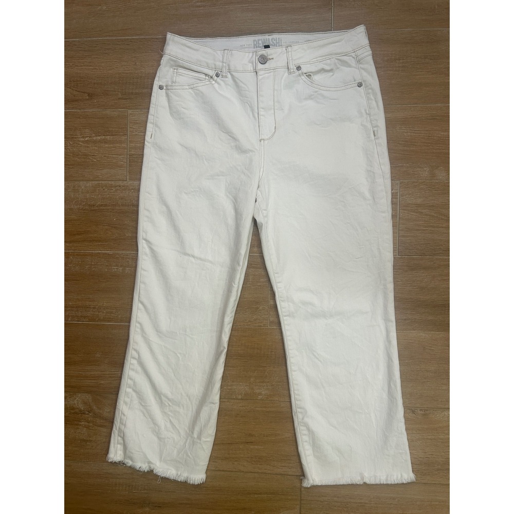 REWASH White Cropped Frayed Hem High Rise‎ Jeans - Women's Size 11/30